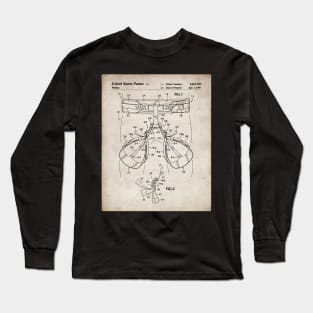 Rock Climbing Harness Patent - Rock Climber Art - Antique Long Sleeve T-Shirt